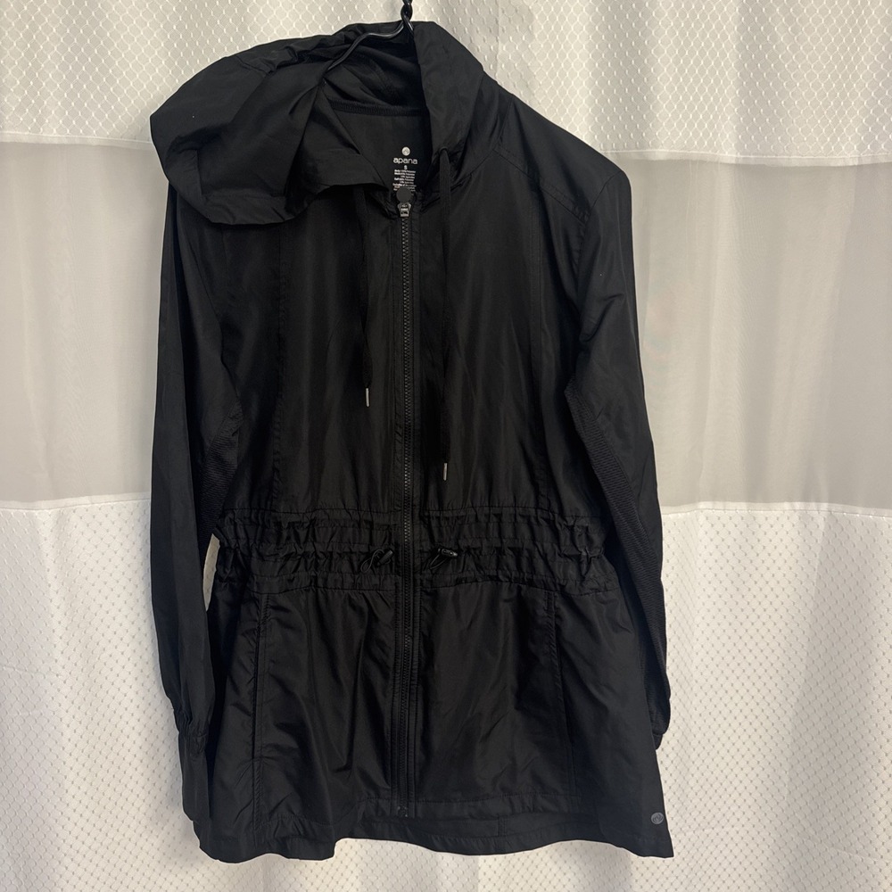 Apana Jacket Windbreaker Rain Black Small Hooded